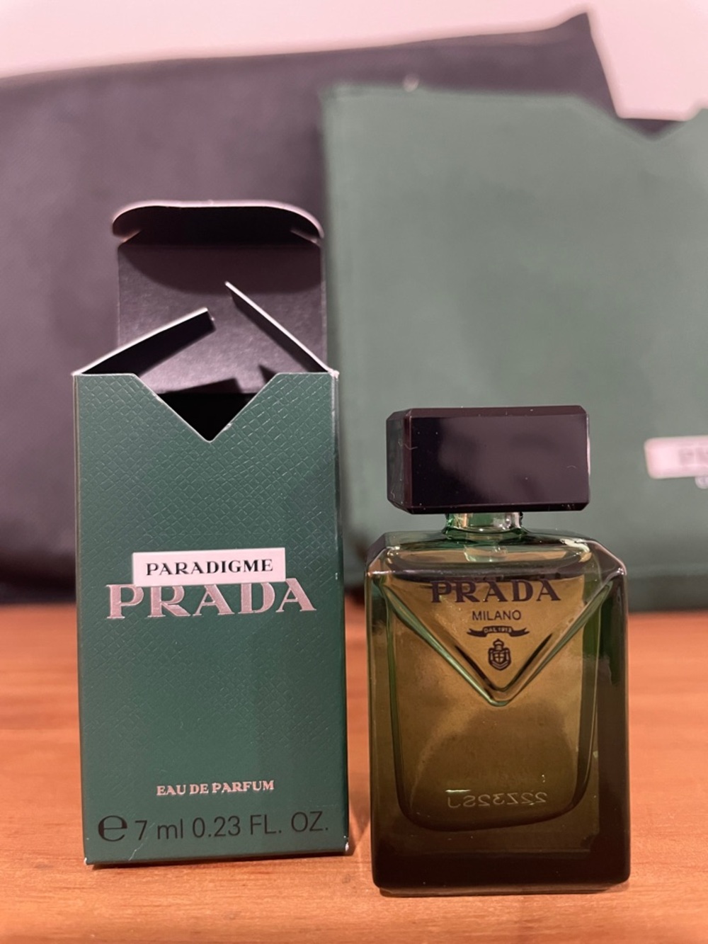 🎉 PRADA Green Toiletry Pouch with Black Dust Bag